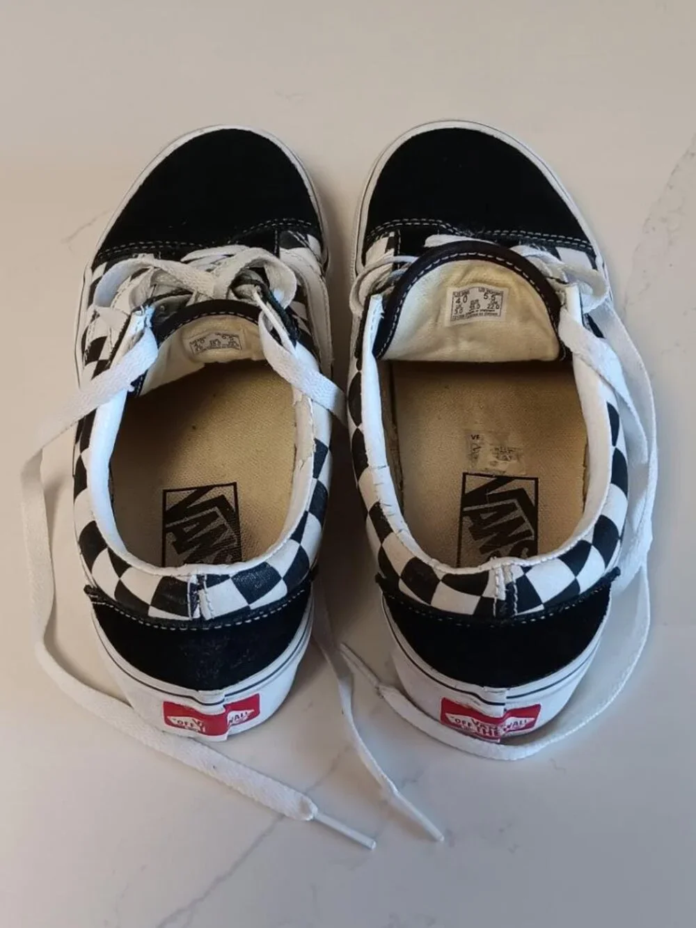 VANS Kids Black and White Checkerboard Canvas Sneakers Size 4.0